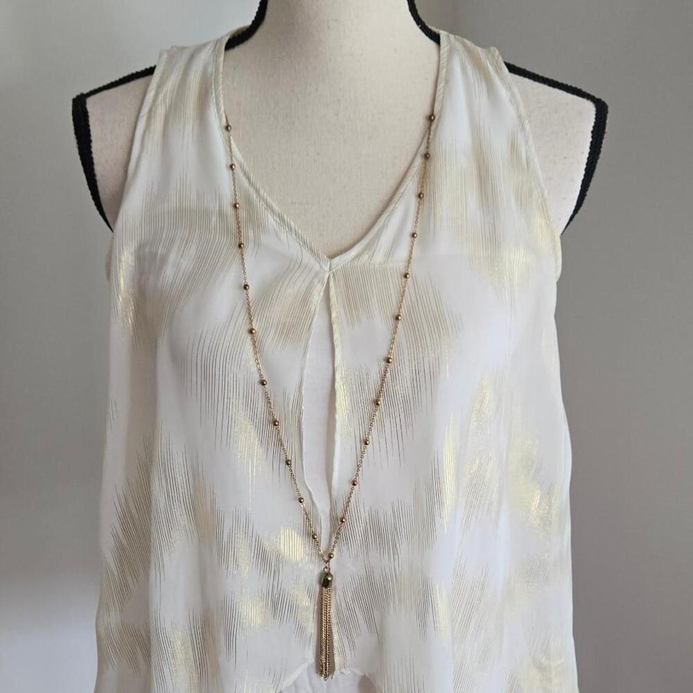 Iz byer white vintage 90s tank top gold cream small y2k 2000s retro S